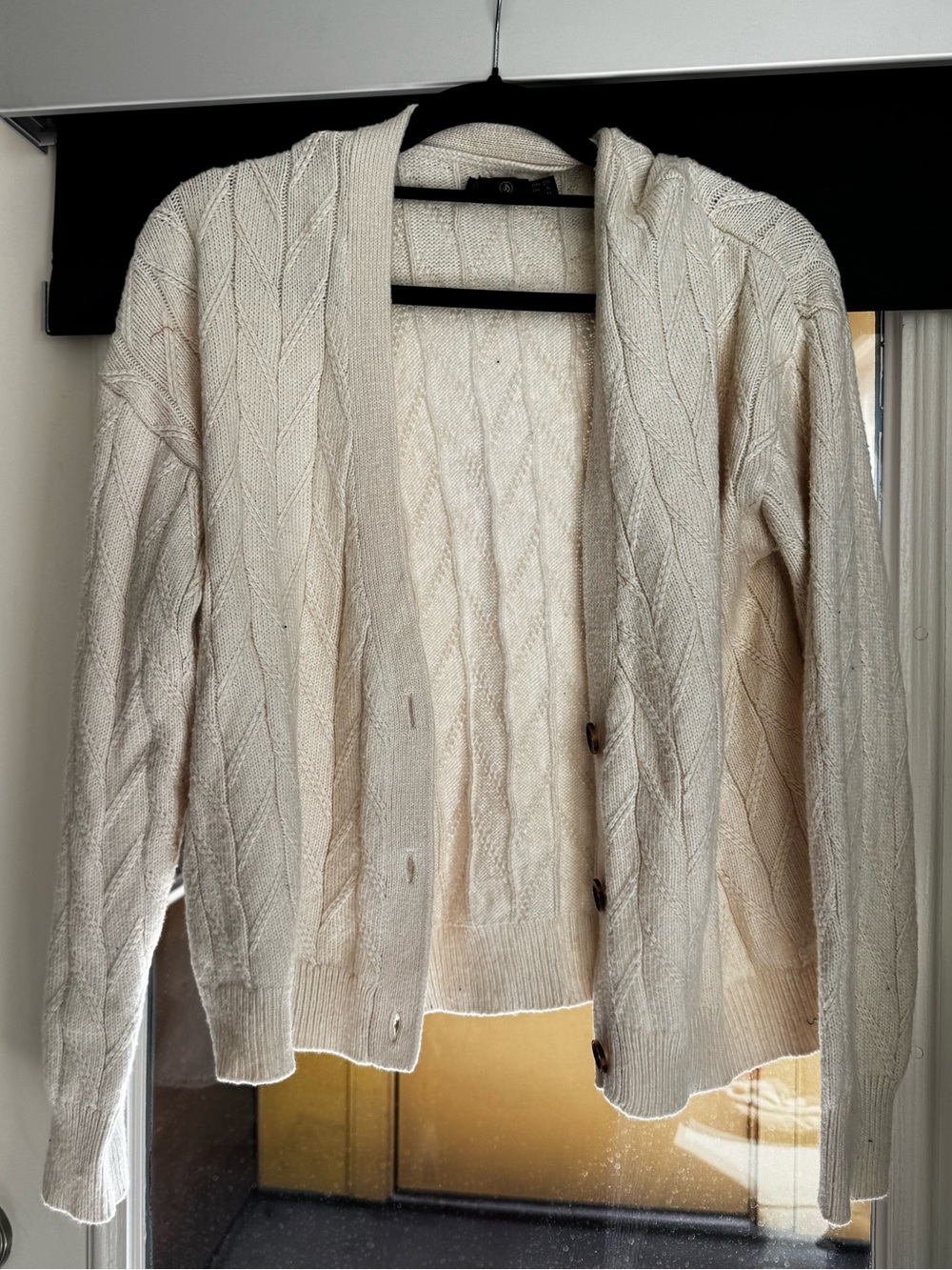 Volcom Cream Cable Knit Shawl Collar Cardigan